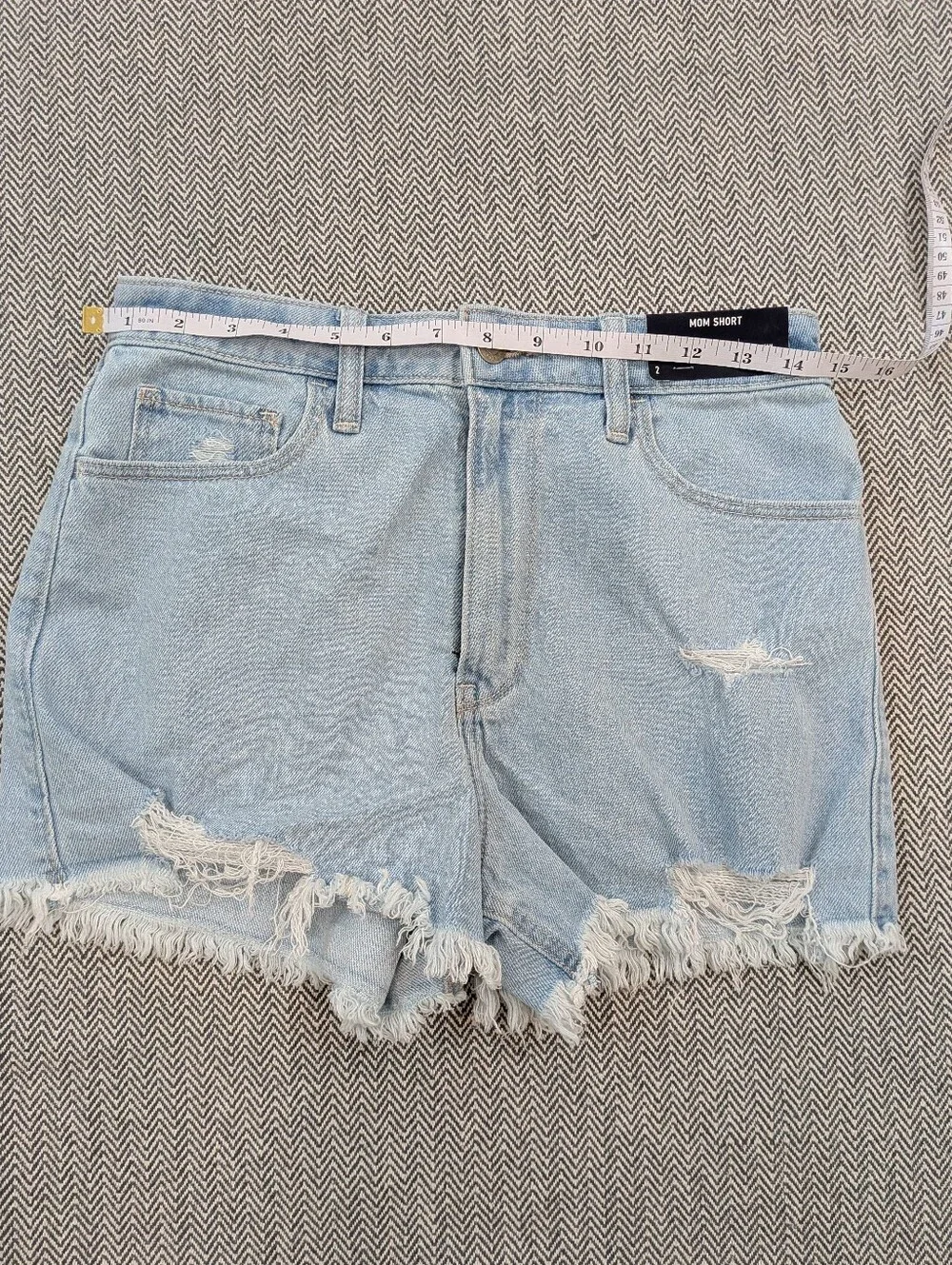 NWT Light Blue Distressed HighRise Mom Shorts Hollister (2) Denim Summer Classic - Picture 3 of 8